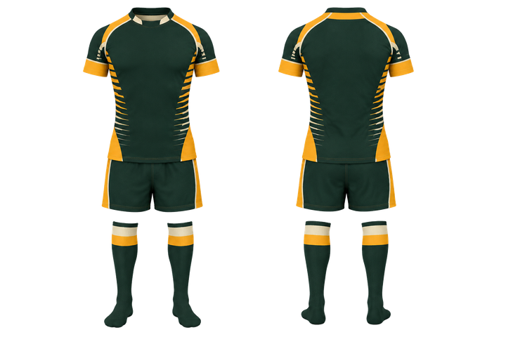Bottle Green Compressed Gradient Illusion Made Only From Flat Bands Rugby Women's Or Academy Rugby Kit design