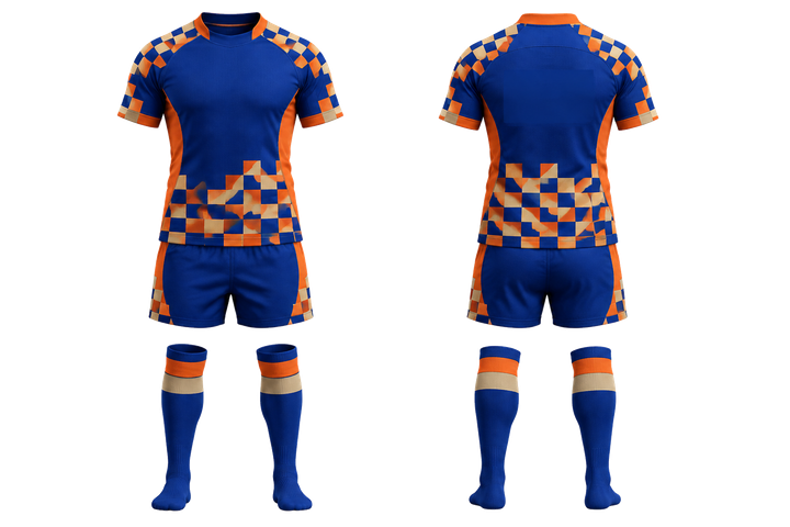 Cobalt Stepped Chequer Field With Original Spacing Rugby Women's Or Academy Rugby Kit design