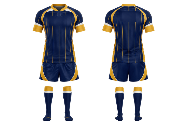 Marine Blue Wide Modern Pinstripe Field Rugby Women's Or Academy Rugby Kit design