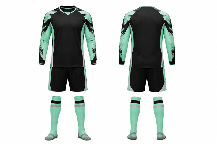 Obsidian Black Bold Sleeve To Side Bridge Soccer Goalkeeper Or Alternate Kit design