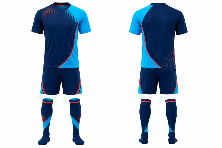 Midnight Navy Asymmetric Speed Panel Sweep Soccer Match Kit design