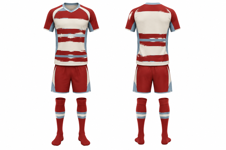 Brick Red Broken Heritage Hoops Soccer Match Kit design