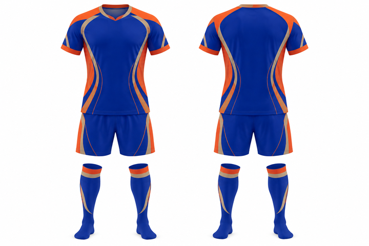 Cobalt Nested Contour Arcs Soccer Match Kit design