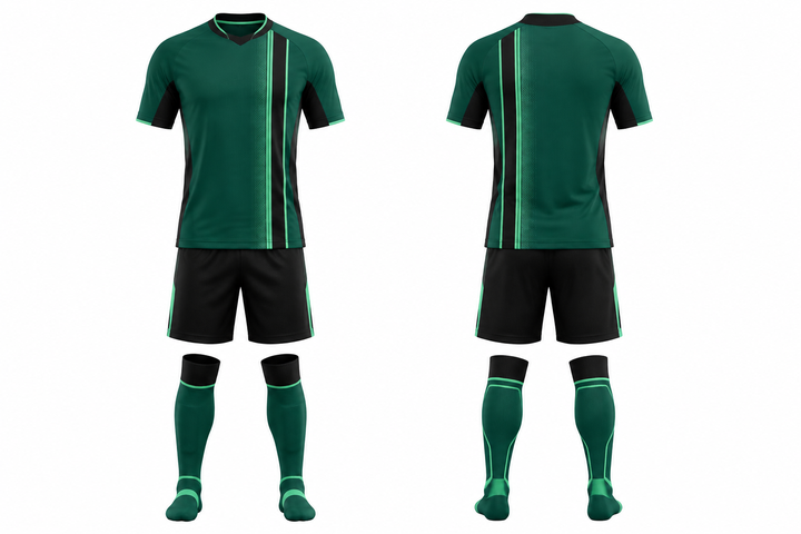 Emerald Offset Vertical Race Stripe Soccer Match Kit design