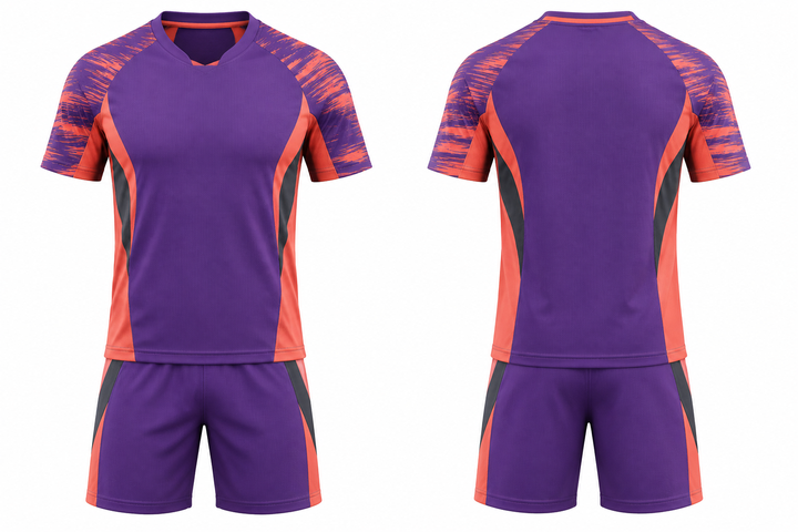 Purple Bold Sleeve To Side Bridge Soccer Training Kit design