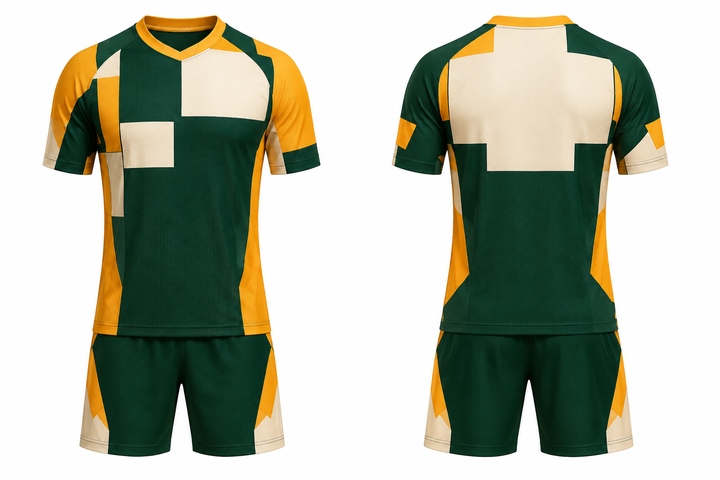 Bottle Green Modular Block Mosaic Soccer Training Kit design