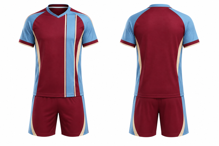 Deep Maroon Offset Vertical Race Stripe Soccer Training Kit design