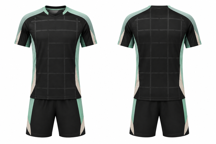 Obsidian Black Oversized Tonal Grid Soccer Training Kit design