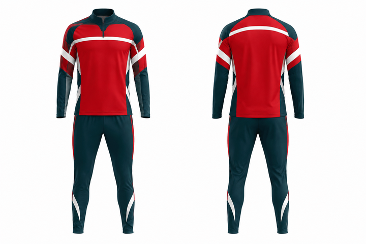 Club Red Layered Horizon Bands Soccer Warm Up Set design