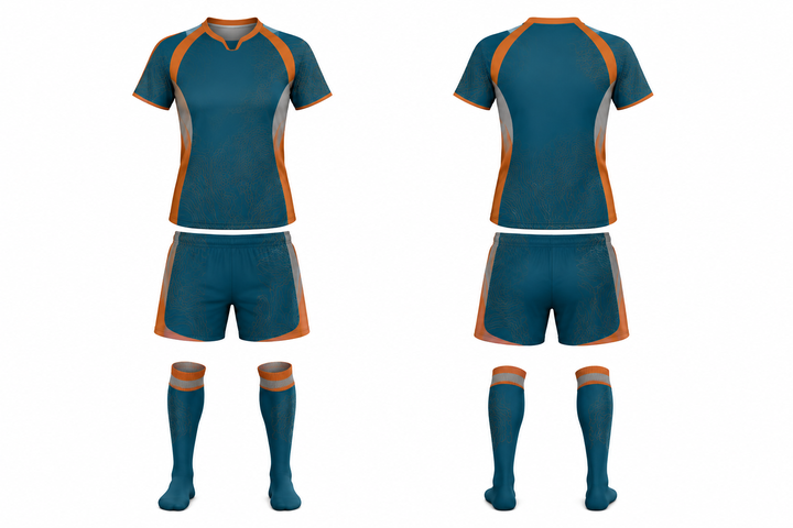 Petrol Teal Contained Topographic Contour Field Soccer Women's Or Academy Match Kit design