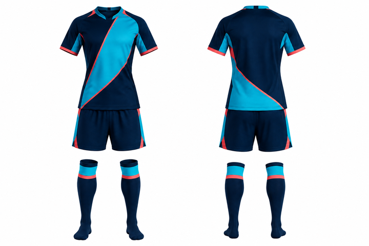 Midnight Navy Split Sash Geometry Soccer Women's Or Academy Match Kit design