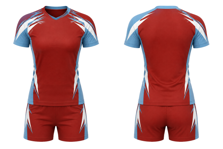 Brick Red Angular Shoulder Burst Volleyball Court Match Uniform design