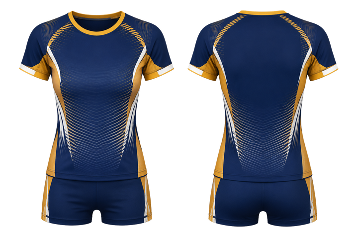 Marine Blue Compressed Gradient Illusion Made Only From Flat Bands Volleyball Court Match Uniform design