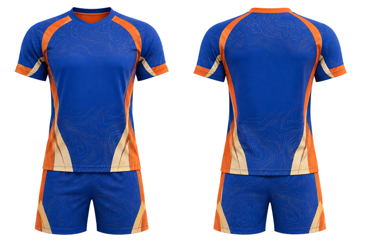 Cobalt Contained Topographic Contour Field Volleyball Court Match Uniform design