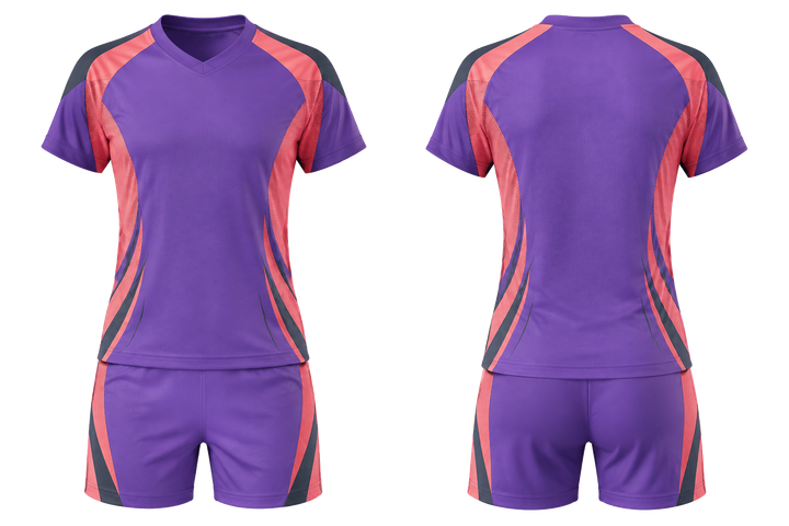 Purple Curved Body Mapped Side Flow Volleyball Court Match Uniform design