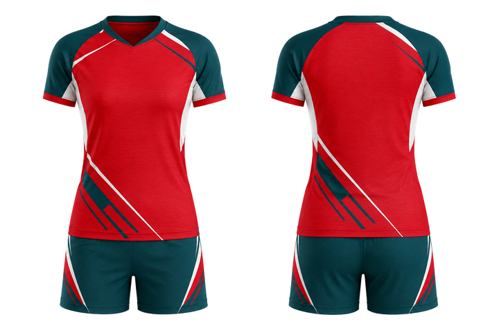 Club Red Diagonal Court Line Architecture Volleyball Court Match Uniform design