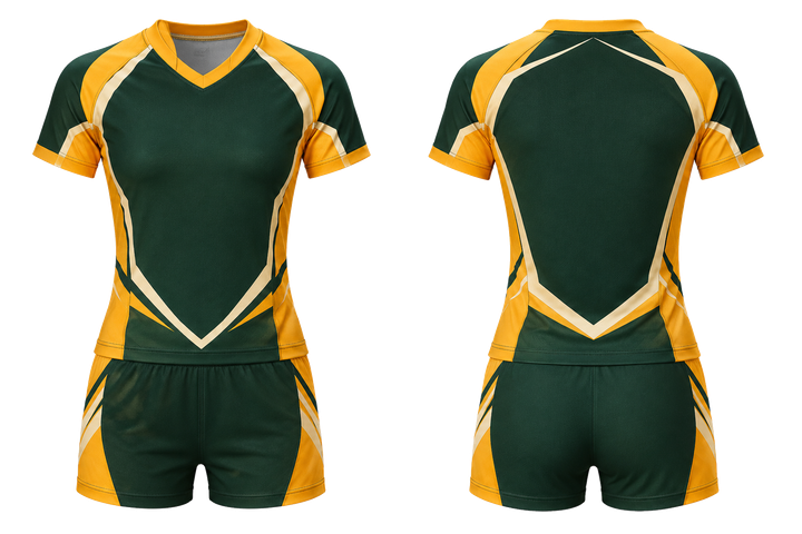 Bottle Green Faceted Shield Geometry Volleyball Court Match Uniform design