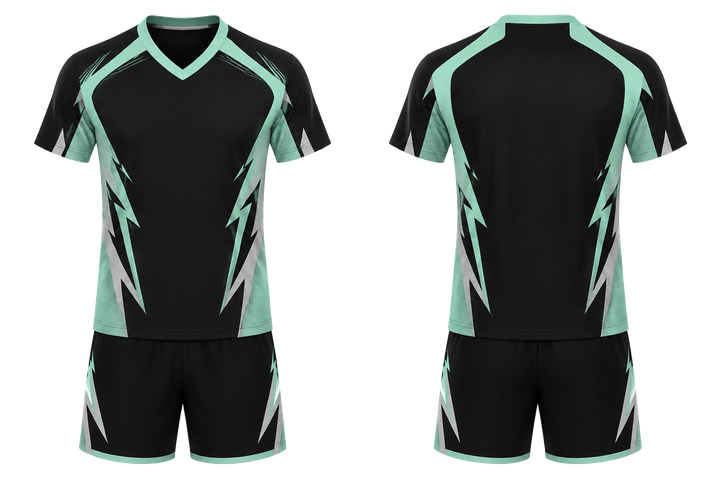 Obsidian Black Negative Space Lightning Channel Volleyball Court Match Uniform design