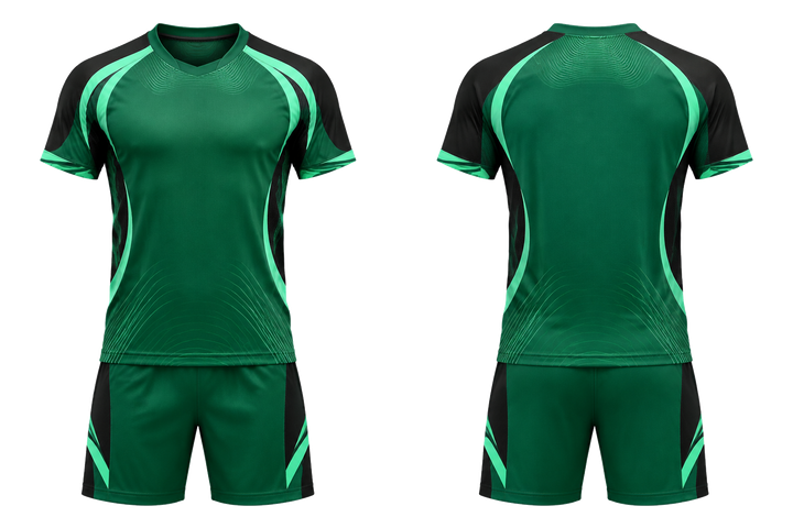 Emerald Nested Contour Arcs Volleyball Court Match Uniform design