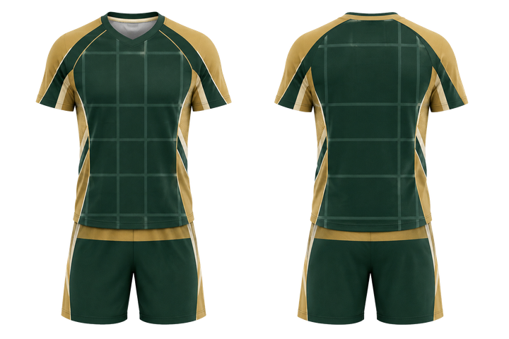 Forest Green Oversized Tonal Grid Volleyball Court Match Uniform design