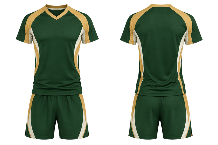 Forest Green Bold Sleeve To Side Bridge Volleyball Court Training Set design