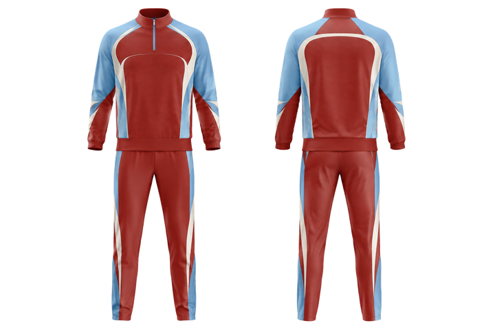 Brick Red Retro Micro Stripe With Modern Panel Breaks Volleyball Court Warm Up Set design