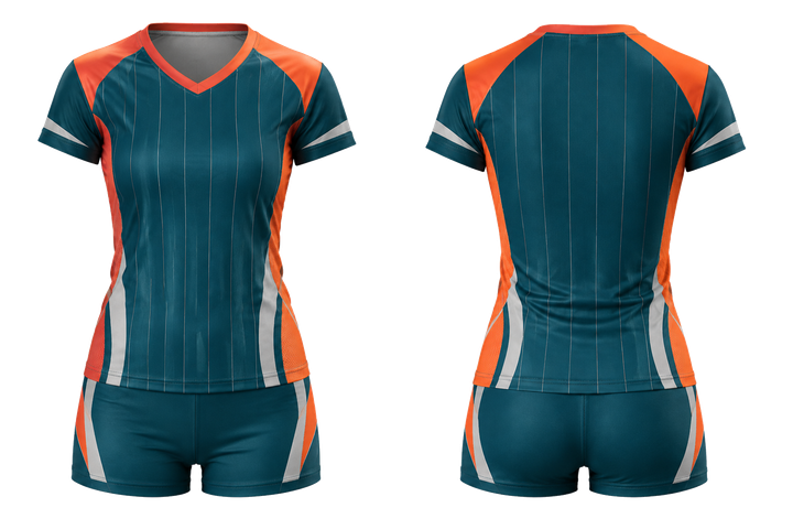 Petrol Teal Wide Modern Pinstripe Field Volleyball Libero Or Alternate Uniform design