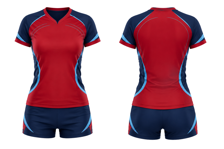 Deep Red Minimal Arch And Orbit Geometry Volleyball Women's Or Youth Court Uniform design