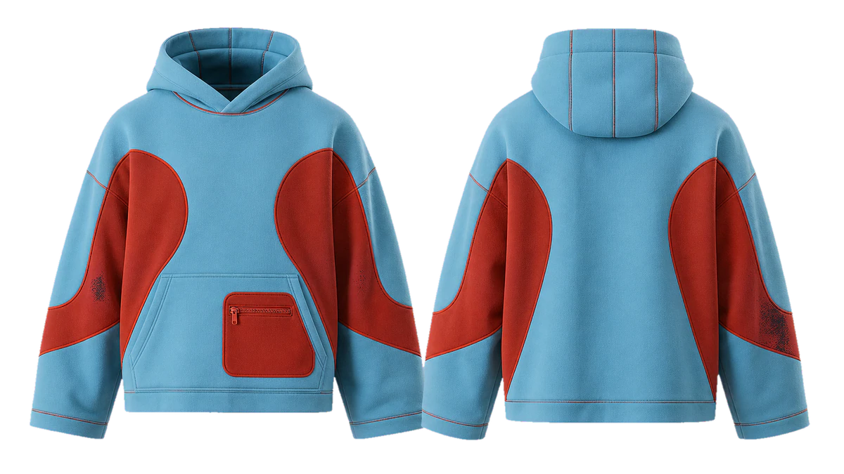 Aqua Brick Current cut-and-sew hoodie design