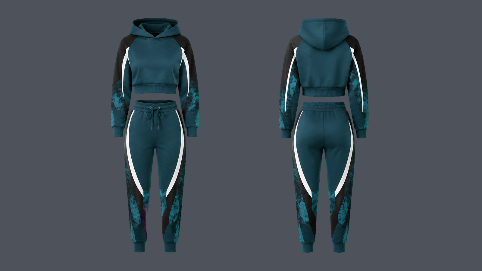 Kinetic Hoodie Set — Deep teal design