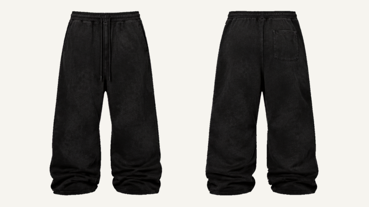 Baggy Sweatpants — True Black Tonal Mineral Wash design