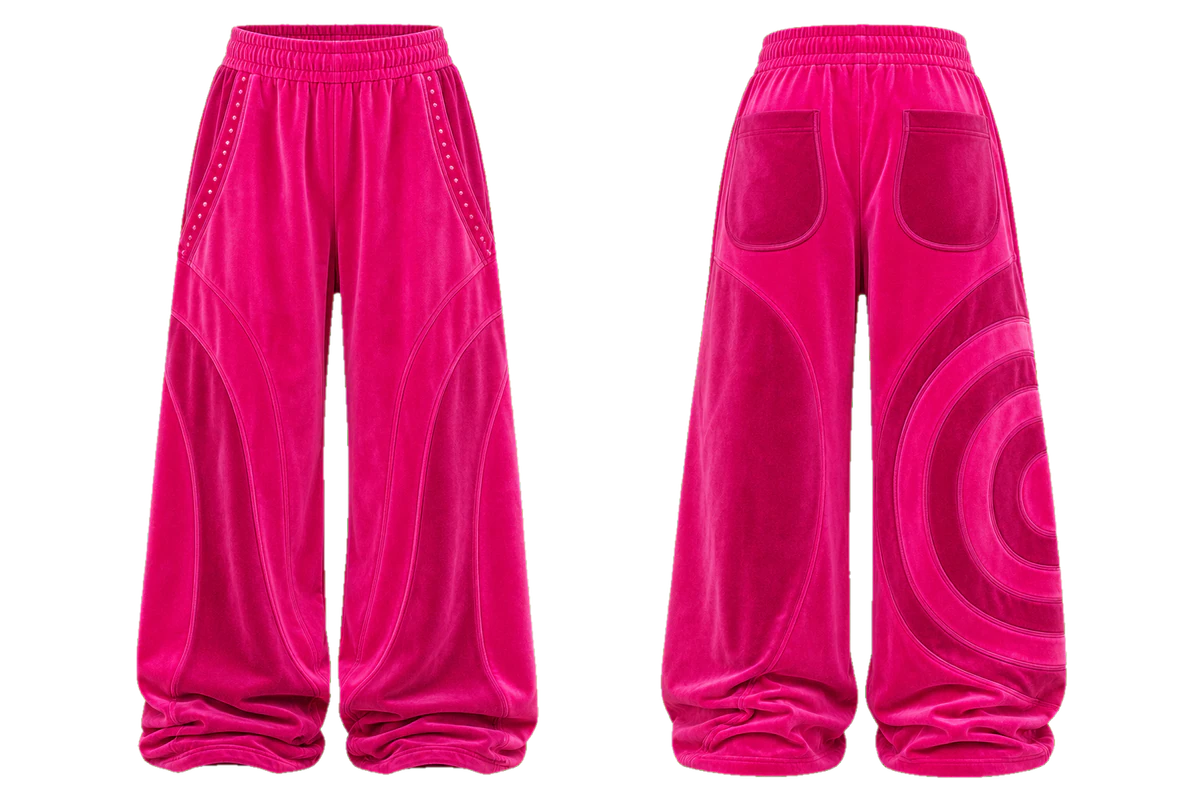 Berry Velour wide trousers design