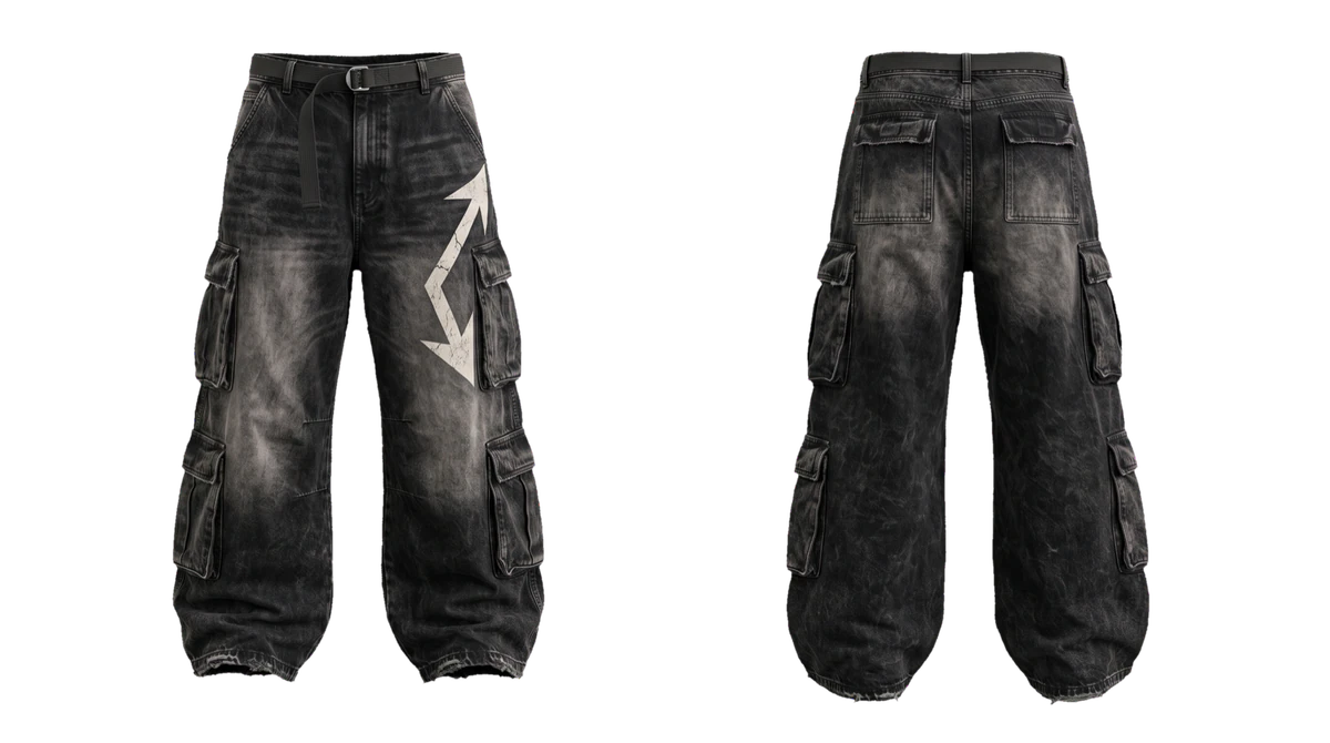 Black Cargo Baggy Pants design