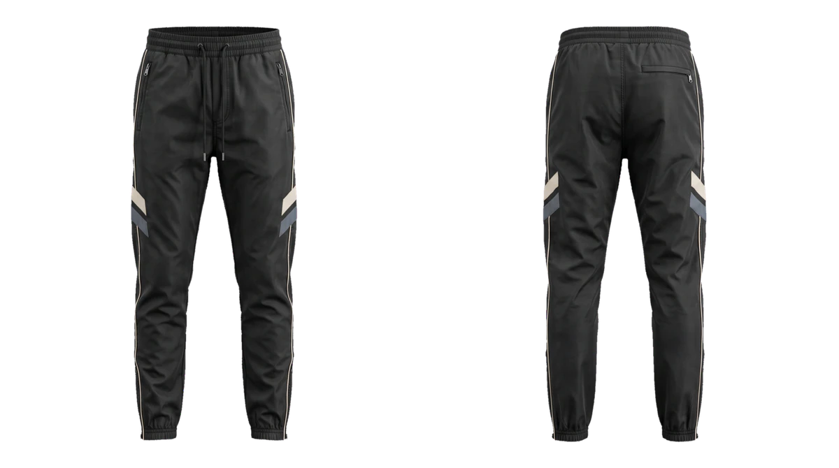 Black Nylon Track Pants design