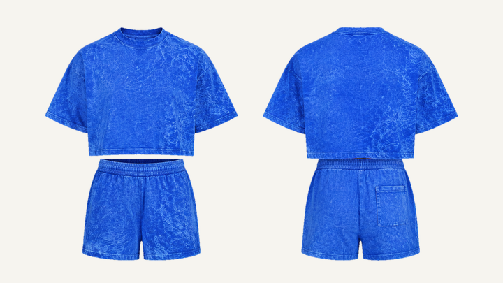 Boxy Cropped T-Shirt — Cobalt HSL Master Tonal Crinkle Dye design