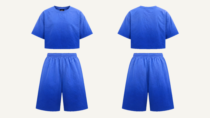 Boxy T-Shirt and Shorts Set — Cobalt HSL Master Tonal Dip Dye Ombre design