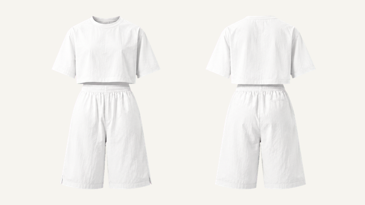 Boxy T-Shirt and Shorts Set — True White Enzyme Soft Wash design
