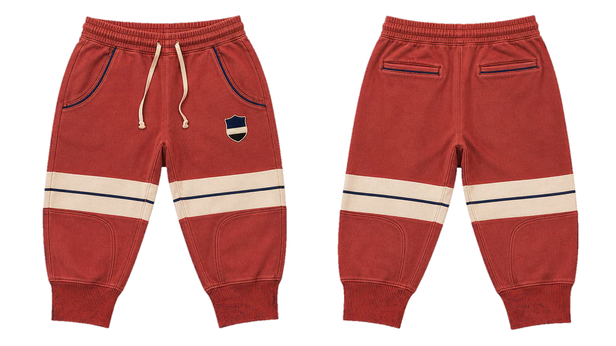 Brick Cream Rugby Stripe Three-Quarter Joggers design