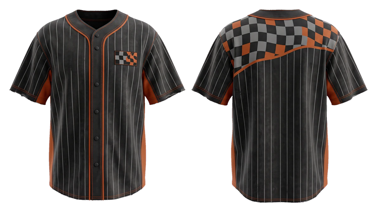 Charcoal Checker Baseball Fan Jersey design