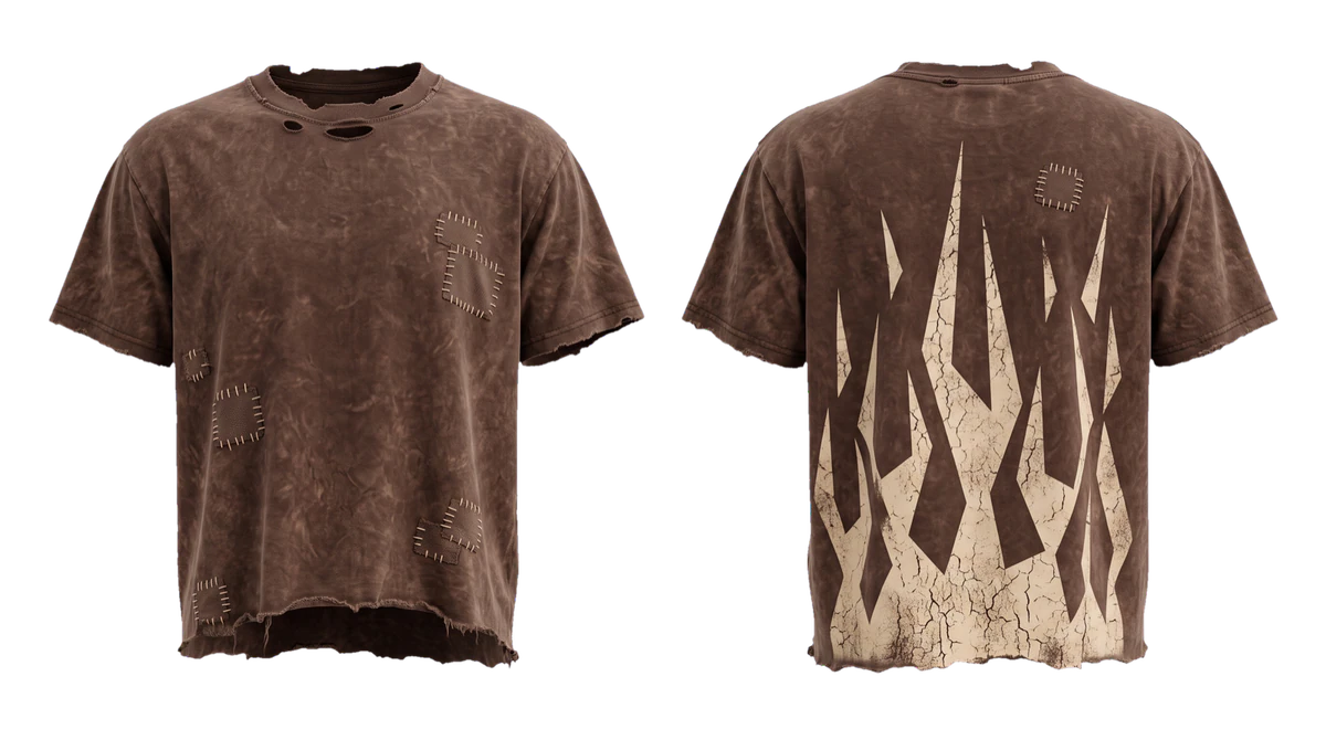 Chocolate Distressed Cutoff T-shirt design