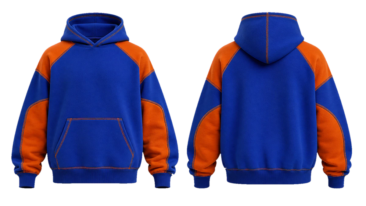 Cobalt Ember Relay cut-and-sew hoodie design