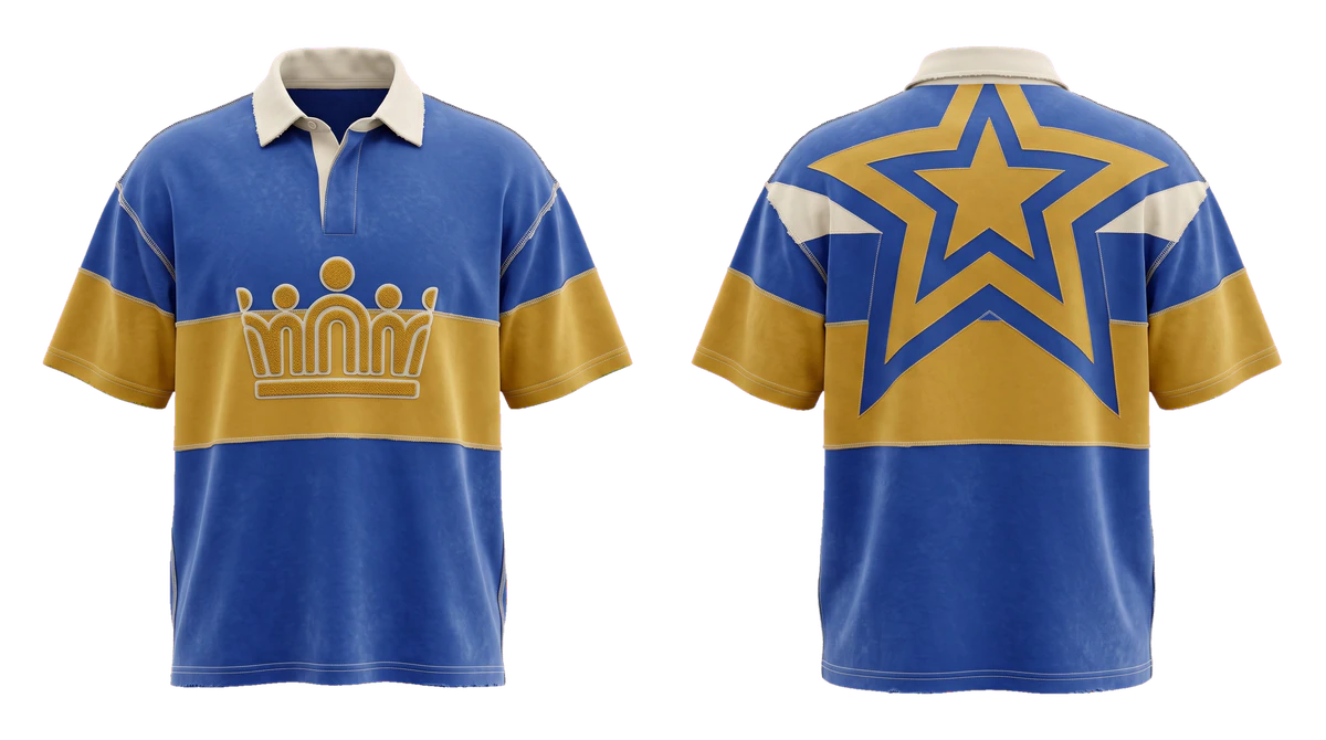 Cobalt Mustard Rugby Fan Jersey design