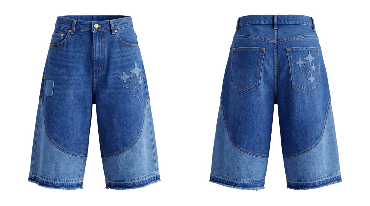 Cobalt Patchwork Denim Jorts design