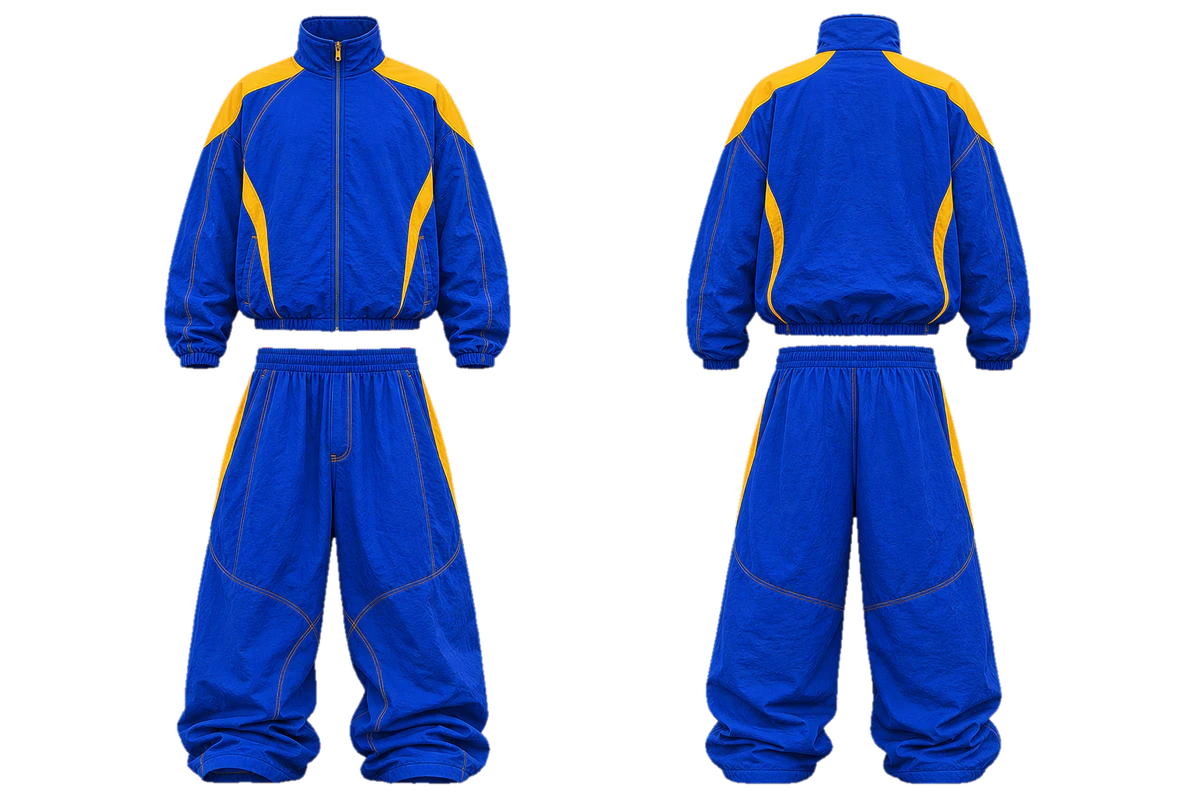 Cobalt Saffron Drift baggy tracksuit design