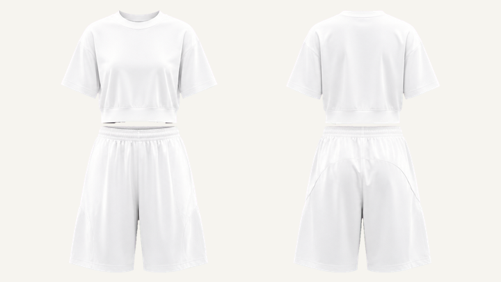 Crewneck and Shorts Set — True White Clean Reactive Solid design