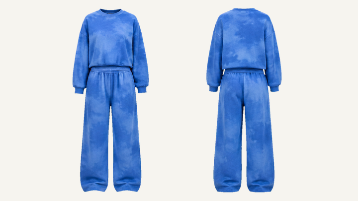 Crewneck and Sweatpants Set — Cobalt HSL Master Tonal Cloud Wash design