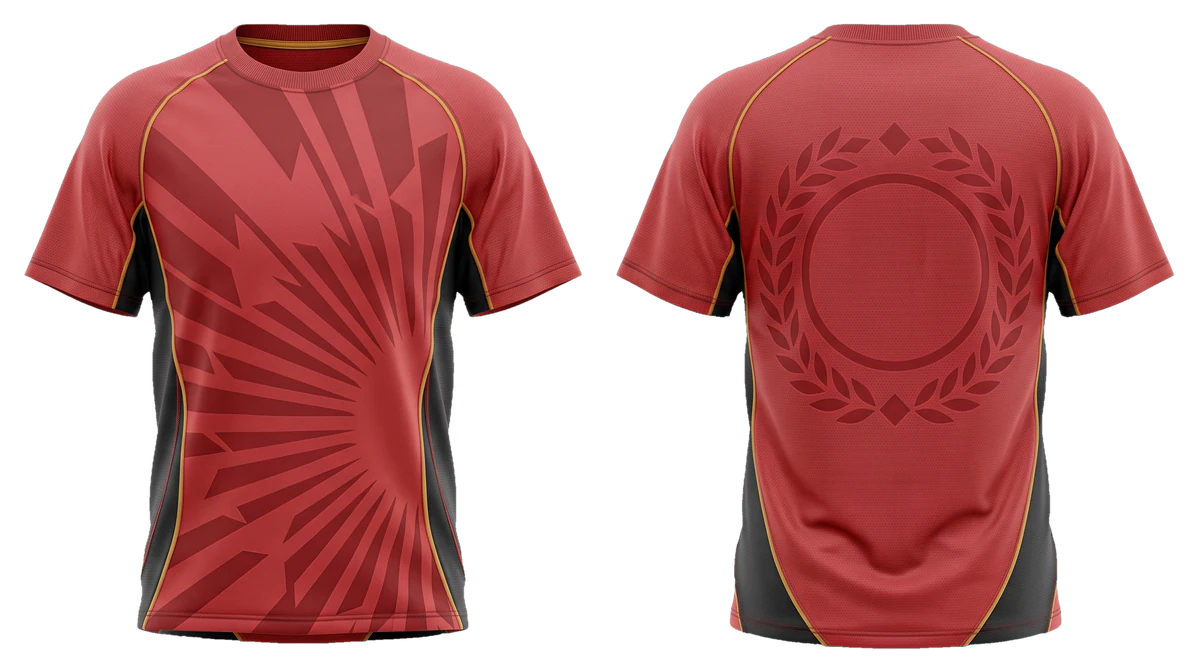 Crimson Sunburst Soccer Fan Jersey design