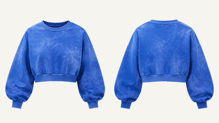 Cropped Crewneck Sweatshirt — Cobalt HSL Master Tonal Cloud Wash design