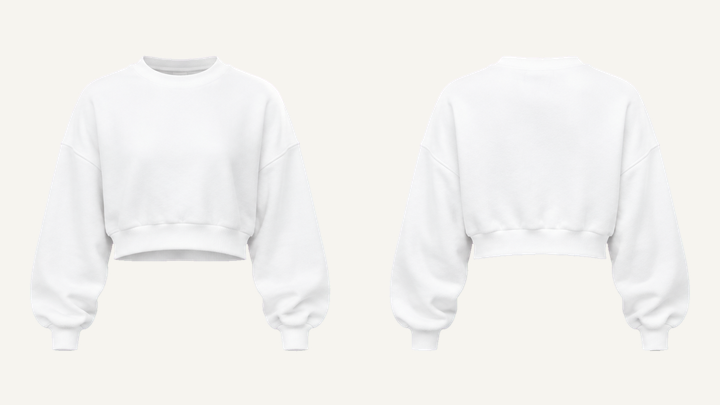 Cropped Crewneck Sweatshirt — True White Brushed Soft Finish design