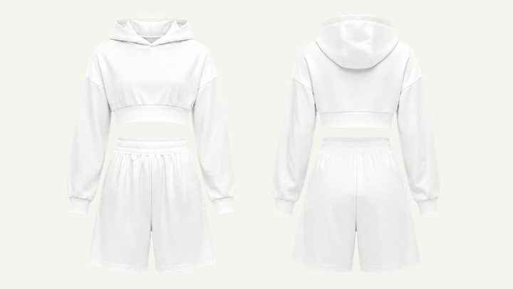 Cropped Hoodie and Shorts Set — True White Enzyme Soft Wash design